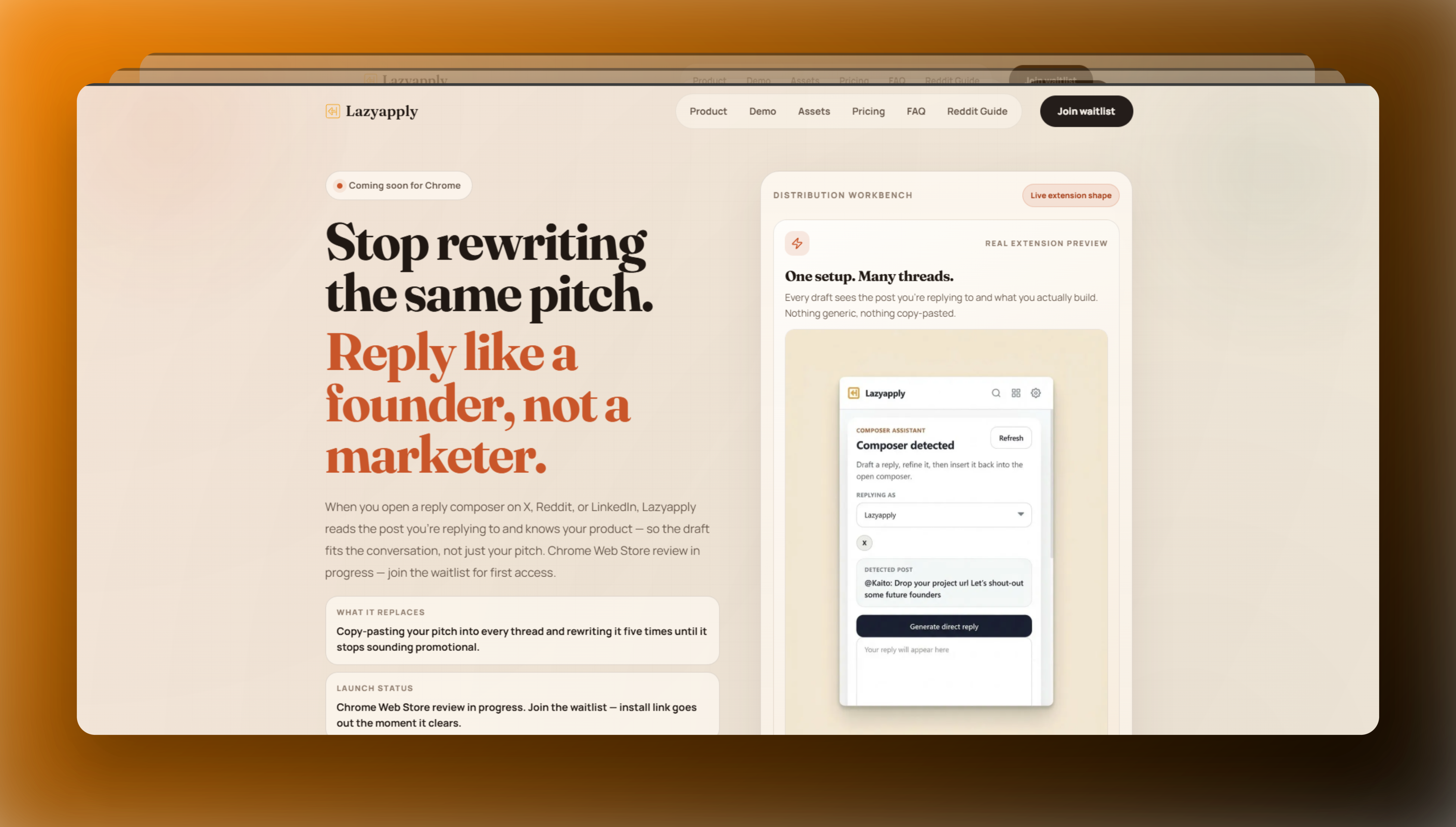Lazyapply extension UI inside Twitter/X reply composer